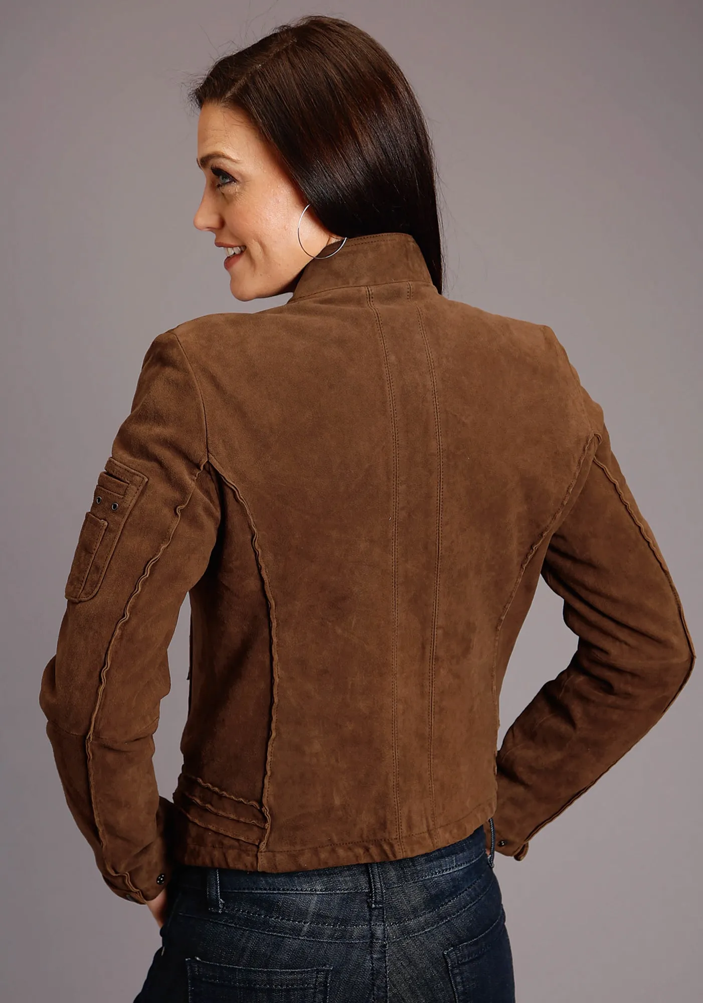 Stetson Womens Red Brown Leather Raw Motorcycle Jacket Weekend Warrior Earthy