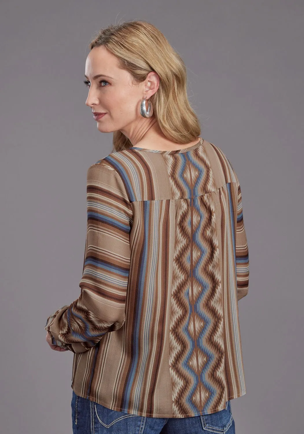 Stetson Womens Serape Herringbone Sand 100% Rayon L/S Tunic Relaxed Style ethical fashion