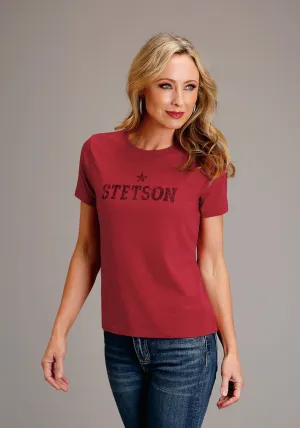 Stetson Womens Star Screenprint Red Cotton Blend S/S T-Shirt Water Repellent Finish Casual Vibe Breathable mesh Stetson Womens Star Screenprint Red Cotton Blend S/S T-Shirt