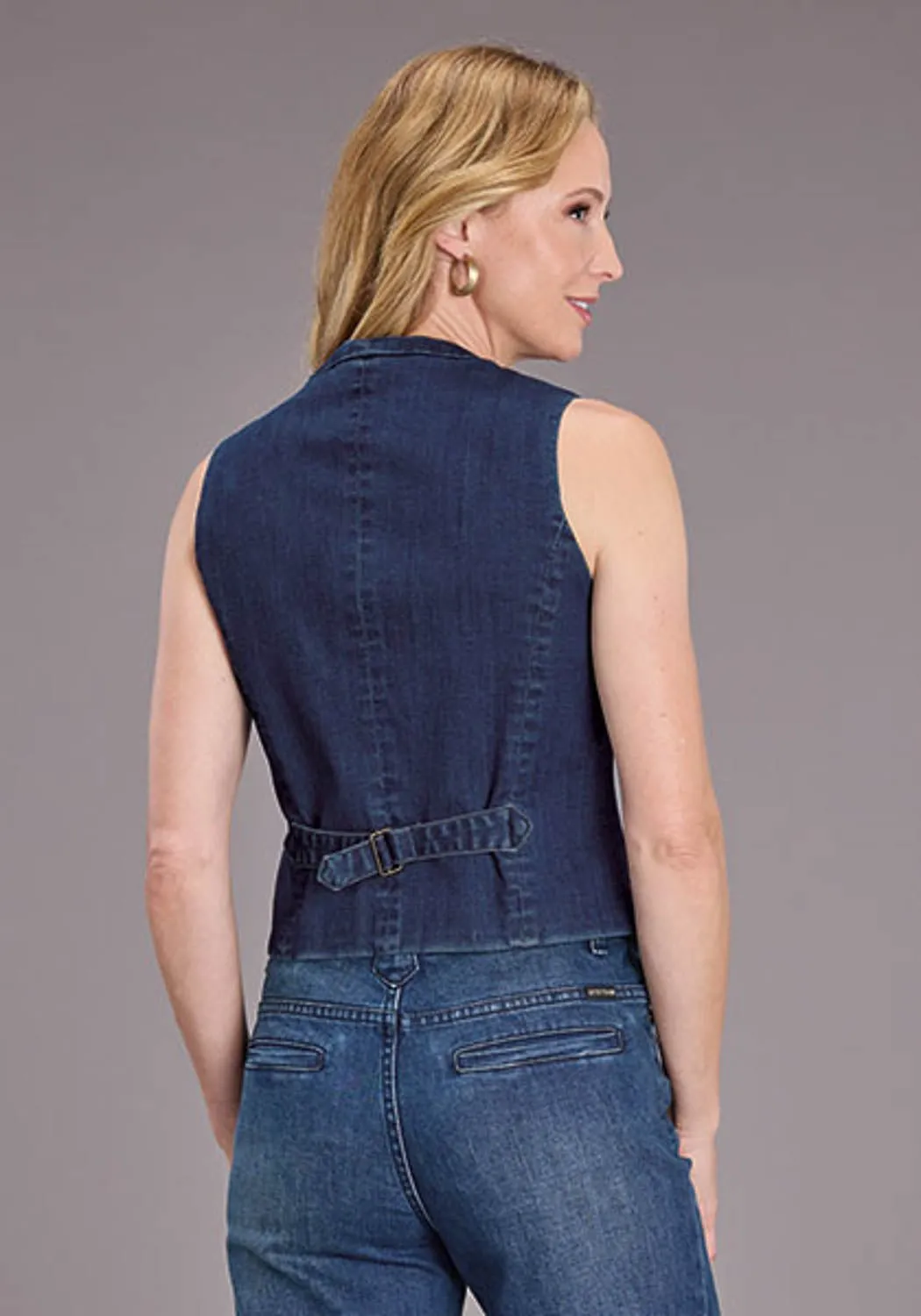 Stetson Womens Stretch Denim Dark Wash Cotton Blend Cotton Vest Casual Musthave