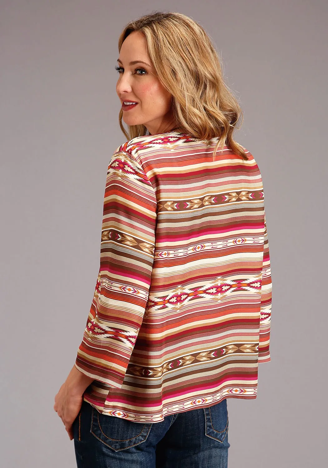 Stetson Womens Sunset Serape Rayon/Nylon Aztec S/S Blouse All day wearability Versatile Layer
