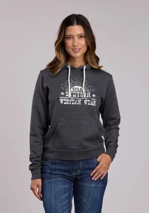 Stetson Womens USA Western Wear Black Cotton Blend Hoodie Feel Good Fit Family Style Urban Explorer Youth Style Stetson Womens USA Western Wear Black Cotton Blend Hoodie