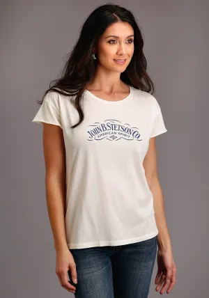 Stetson Womens White 100% Cotton American Spirit S/S T-Shirt quick dry Stetson Womens White 100% Cotton American Spirit S/S T-Shirt Unique Design Work-to-Weekend