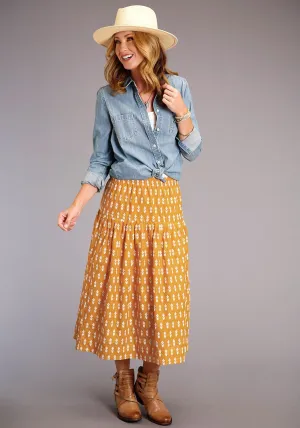 Stetson Womens Yellow 100% Cotton Aztec Schiffli Skirt Regular Fit Stetson Womens Yellow 100% Cotton Aztec Schiffli Skirt Wardrobe Staple