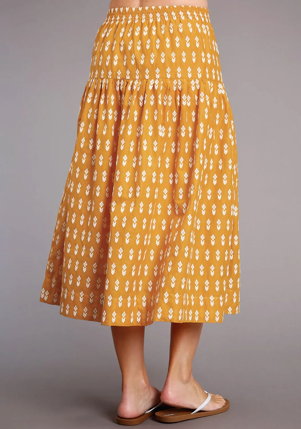 Stetson Womens Yellow 100% Cotton Aztec Schiffli Skirt Breathable fabric technology