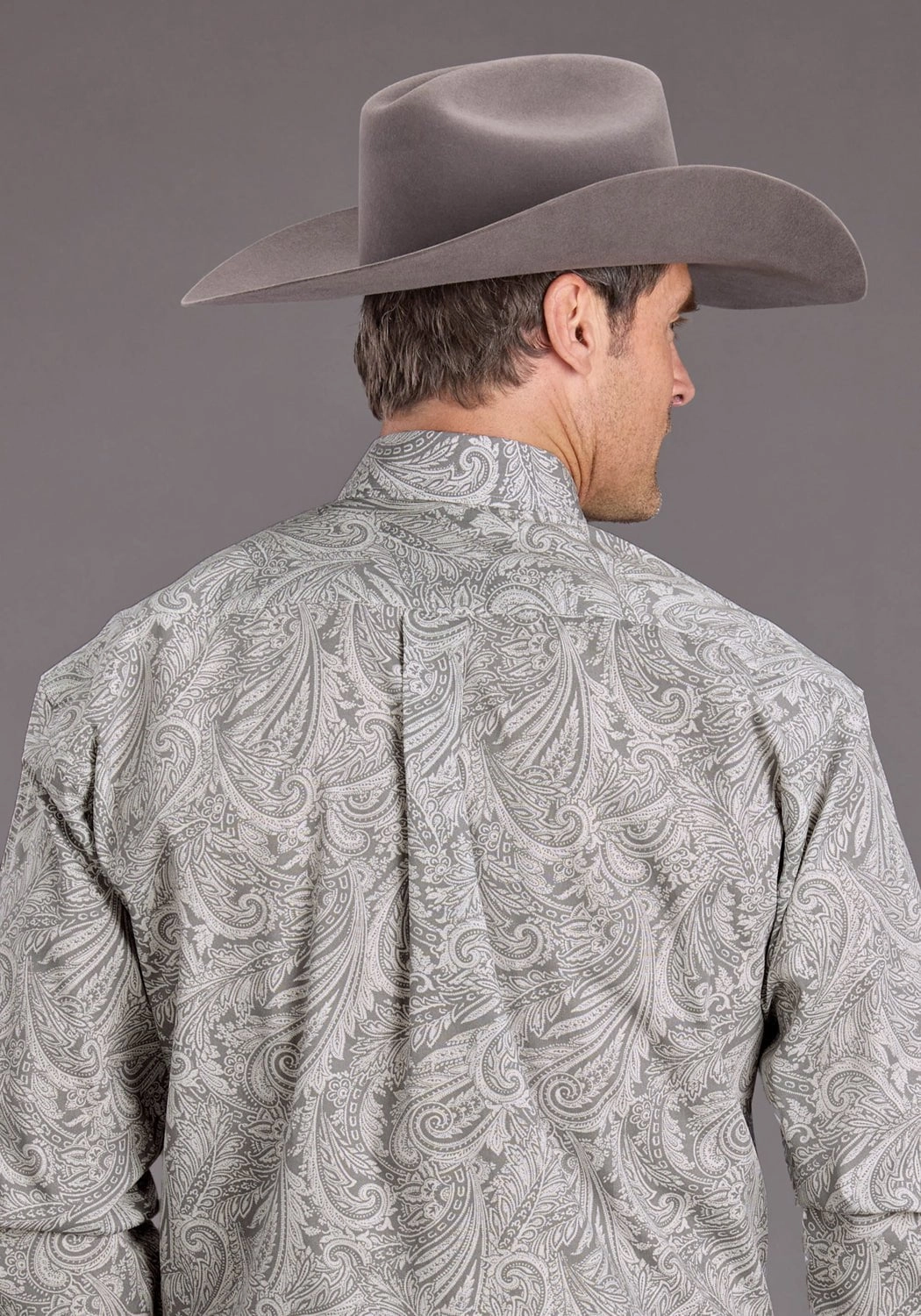 Weekend Casual Versatile Styling Stetson Mens 2394 Paisley Smoke Grey 100% Cotton 1 Pkt L/S Shirt