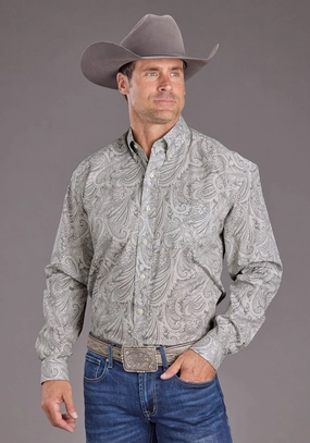 Stetson Mens 2394 Paisley Smoke Grey 100% Cotton 1 Pkt L/S Shirt Elegant Simplicity Summer Vibes family gathering Stetson Mens 2394 Paisley Smoke Grey 100% Cotton 1 Pkt L/S Shirt