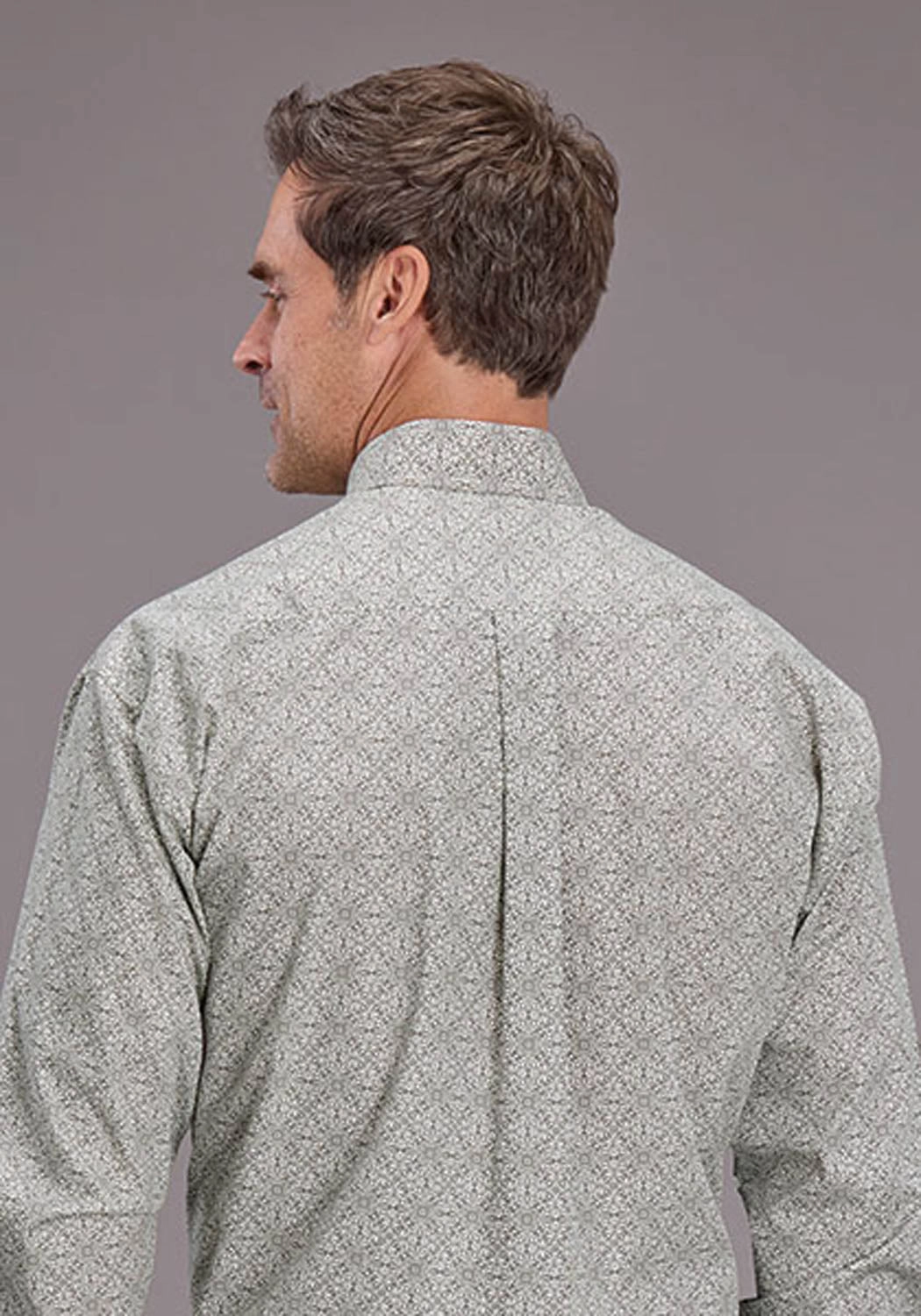 Easy Care Timeless Comfort Stetson Mens 2518 Pewter Filigree Grey 100% Cotton 1 Pkt L/S Shirt