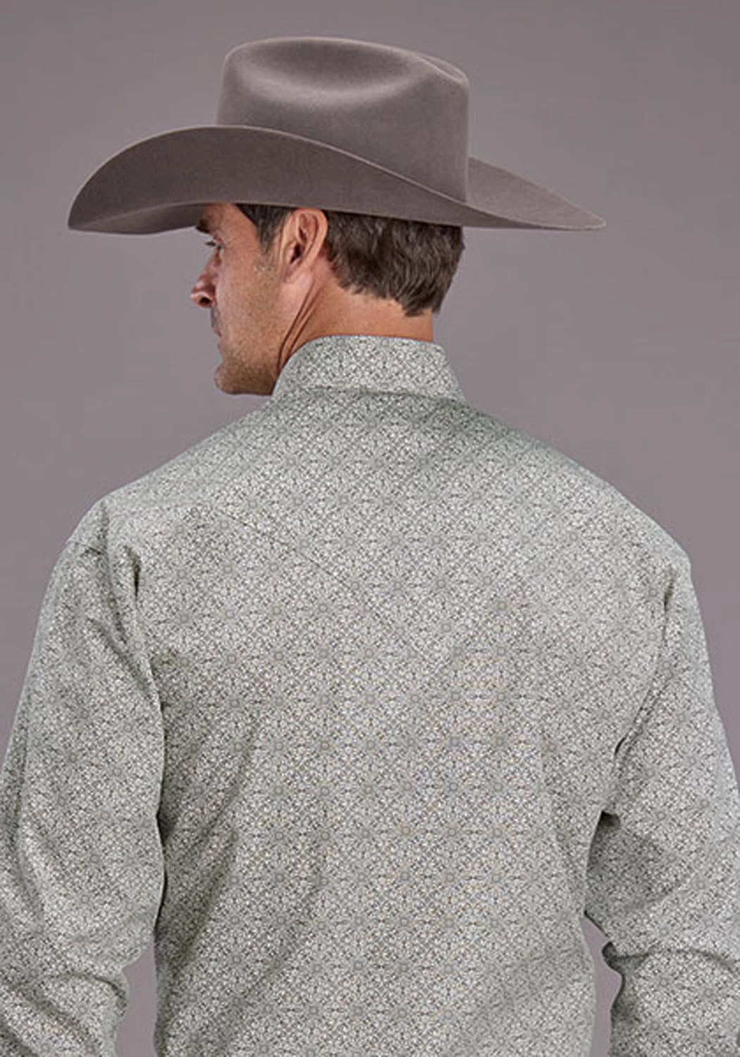 Stetson Mens 2518 Pewter Filigree Grey 100% Cotton L/S Shirt Flatlock stitching Work From Home