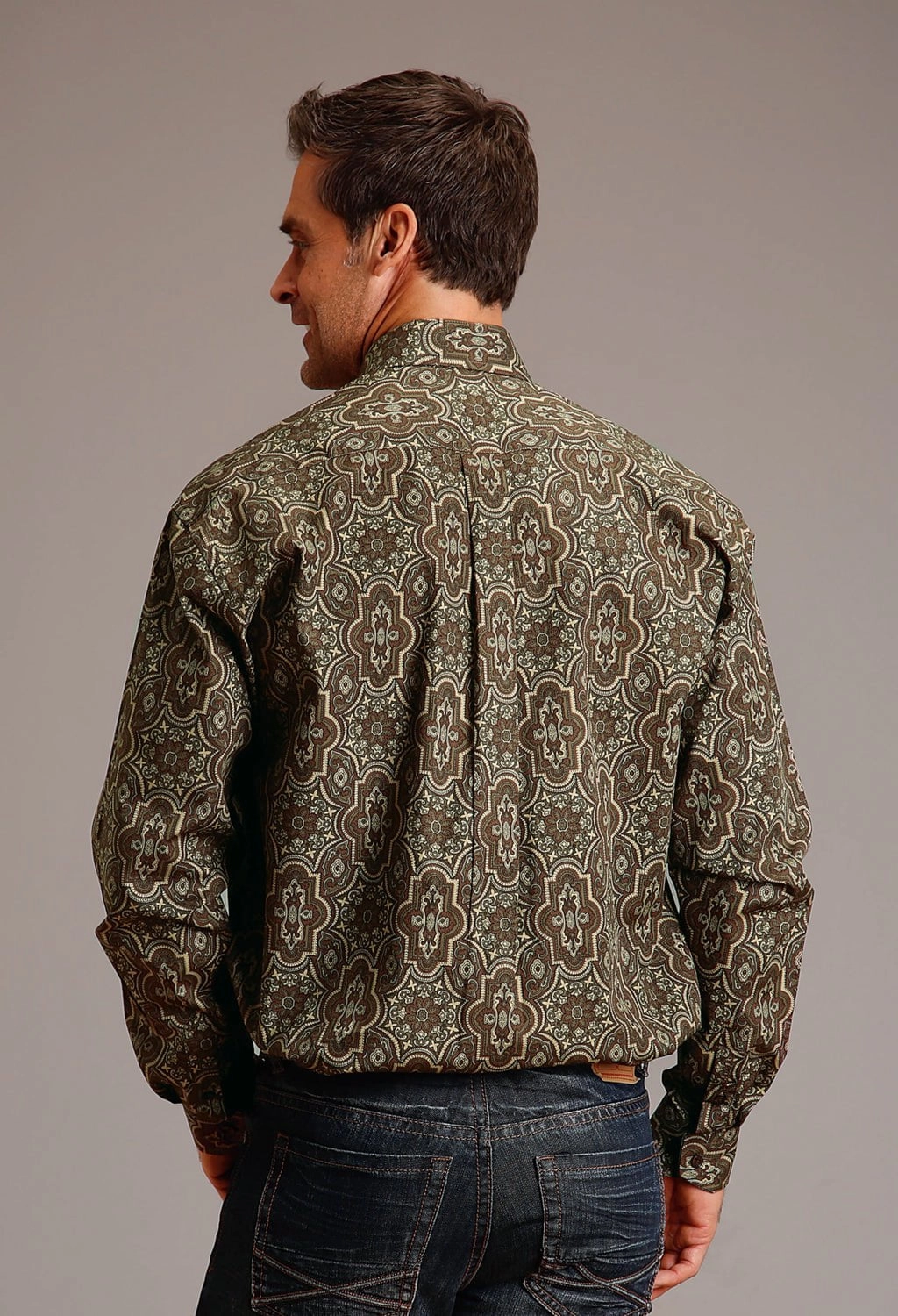 Stetson Mens Grandiose Paisley Brown 100% Cotton L/S Shirt Layering Essential Local Favorite