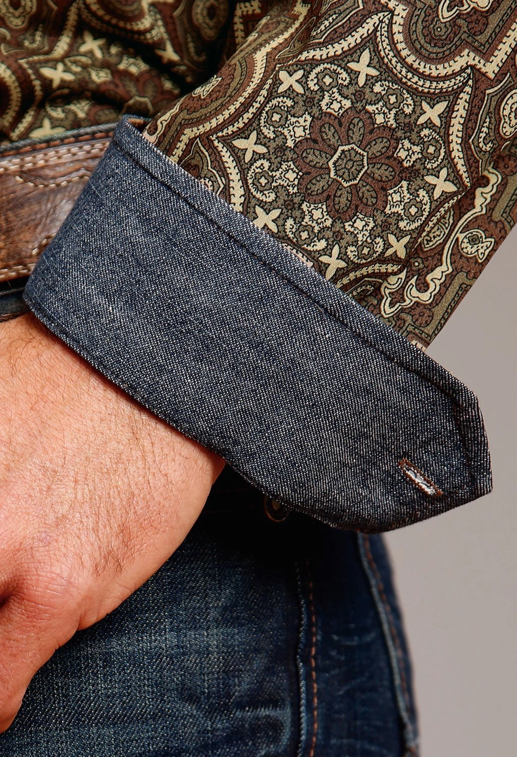 Lightweight Layer Stetson Mens Grandiose Paisley Brown 100% Cotton L/S Shirt