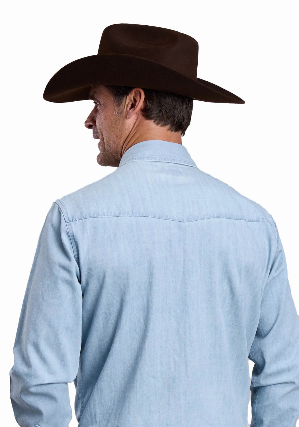 Versatile Look Sleepwear Stetson Mens Lightweight Chambray Blue 100% Cotton L/S Shirt