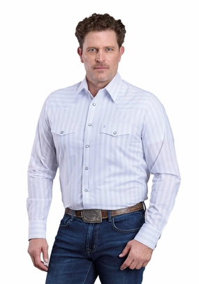 Stetson Mens Stripe Western Oxford White 100% Cotton L/S Shirt Layered Style Stetson Mens Stripe Western Oxford White 100% Cotton L/S Shirt Cool Comfort