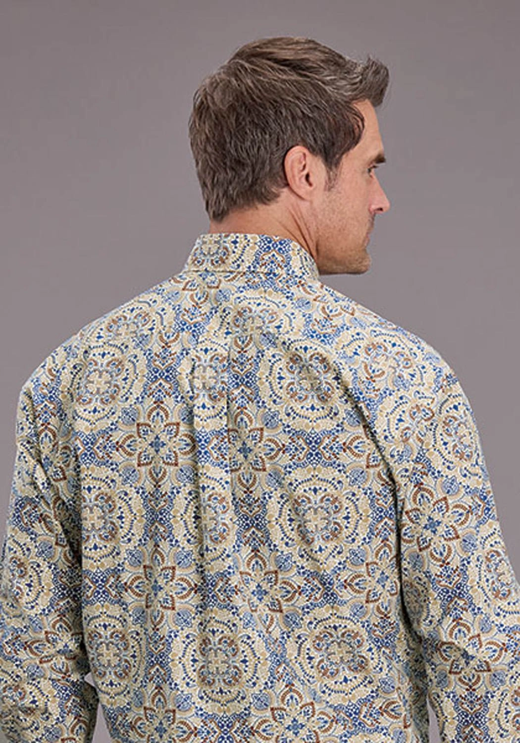 Stetson Mens Summer Medallion Paisley Blue 100% Cotton 1 Pkt L/S Shirt Classy Detail