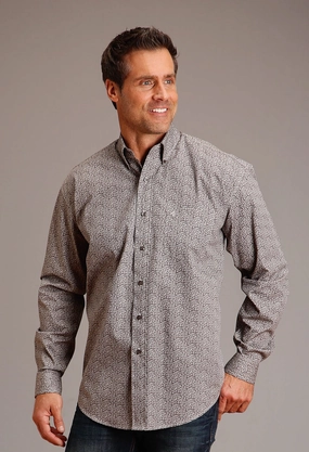 Stetson Mens Vintage Floral Grey 100% Cotton L/S Shirt Pima Cotton Loose style Smart Look Stetson Mens Vintage Floral Grey 100% Cotton L/S Shirt
