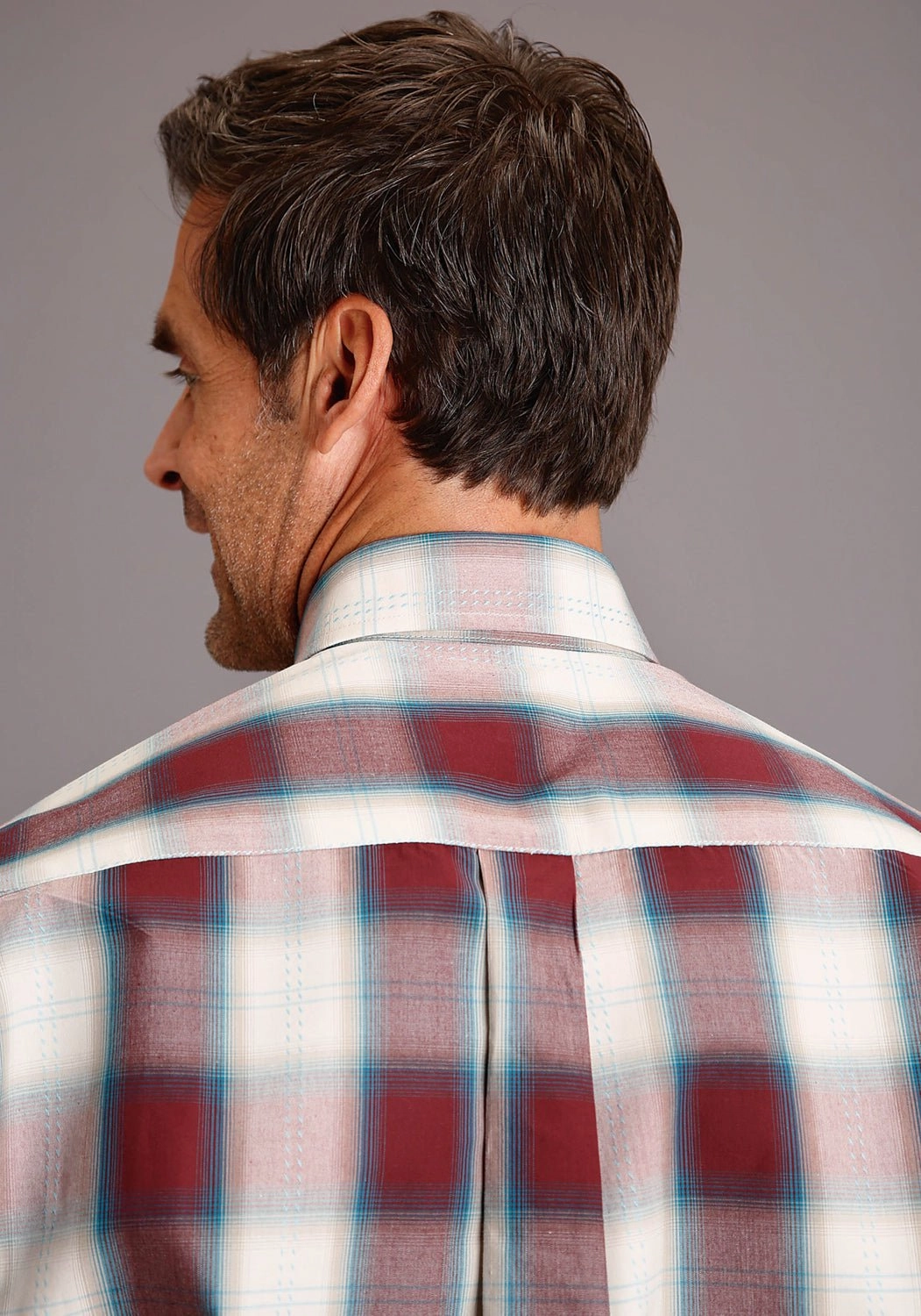 Floral Motif Layering Piece Stetson Mens Wine 100% Cotton Plaid BD L/S 1 Pocket Shirt