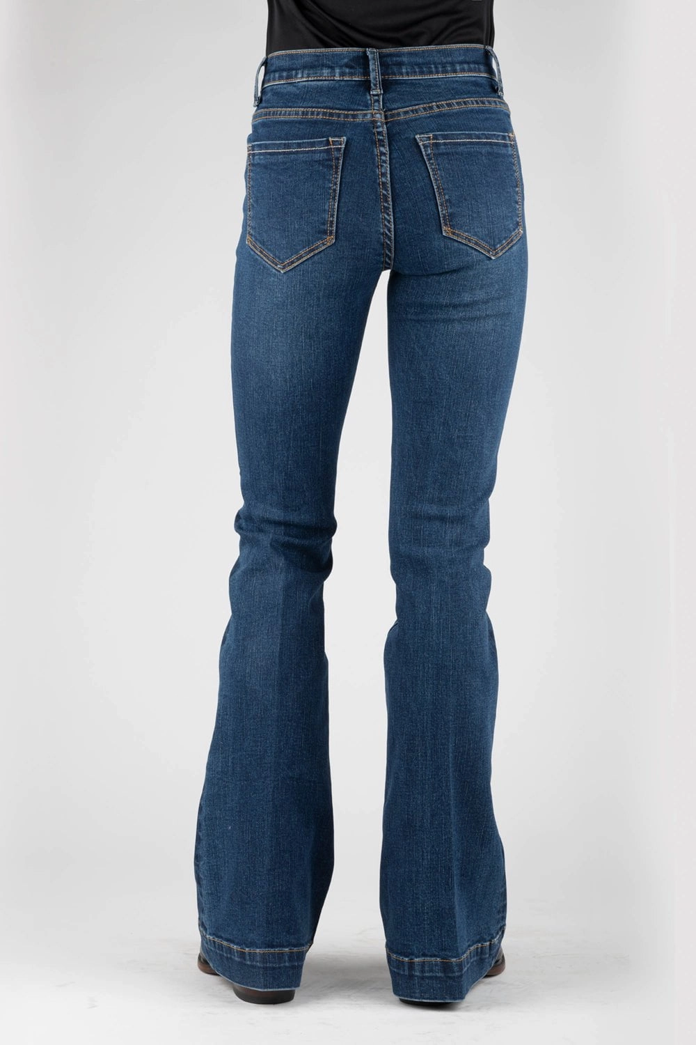 Breathable Weekend Warrior Travel Outfit Stetson Womens 921 Plain Back Flare Blue Cotton Blend Jeans