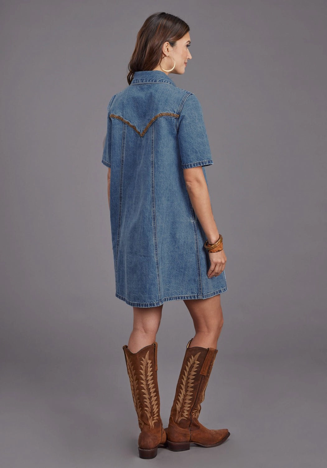 Stetson Womens Antique Nickle Blue 100% Cotton S/S Dress Clean Outfit Casual Look