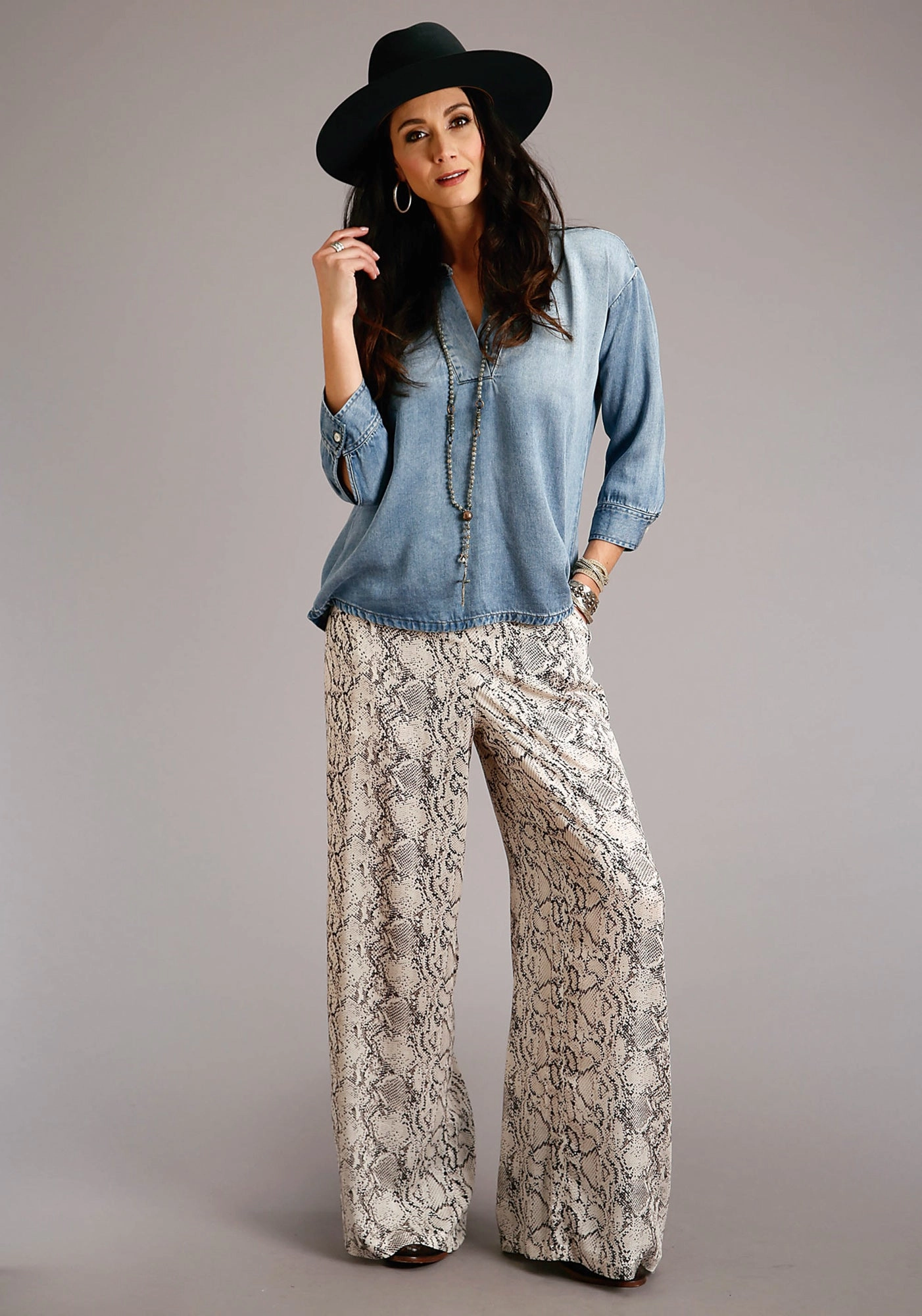 Stetson Womens Snake Skin Rayon/Nylon Herringbone Trousers Anytime Wear Balanced Fit