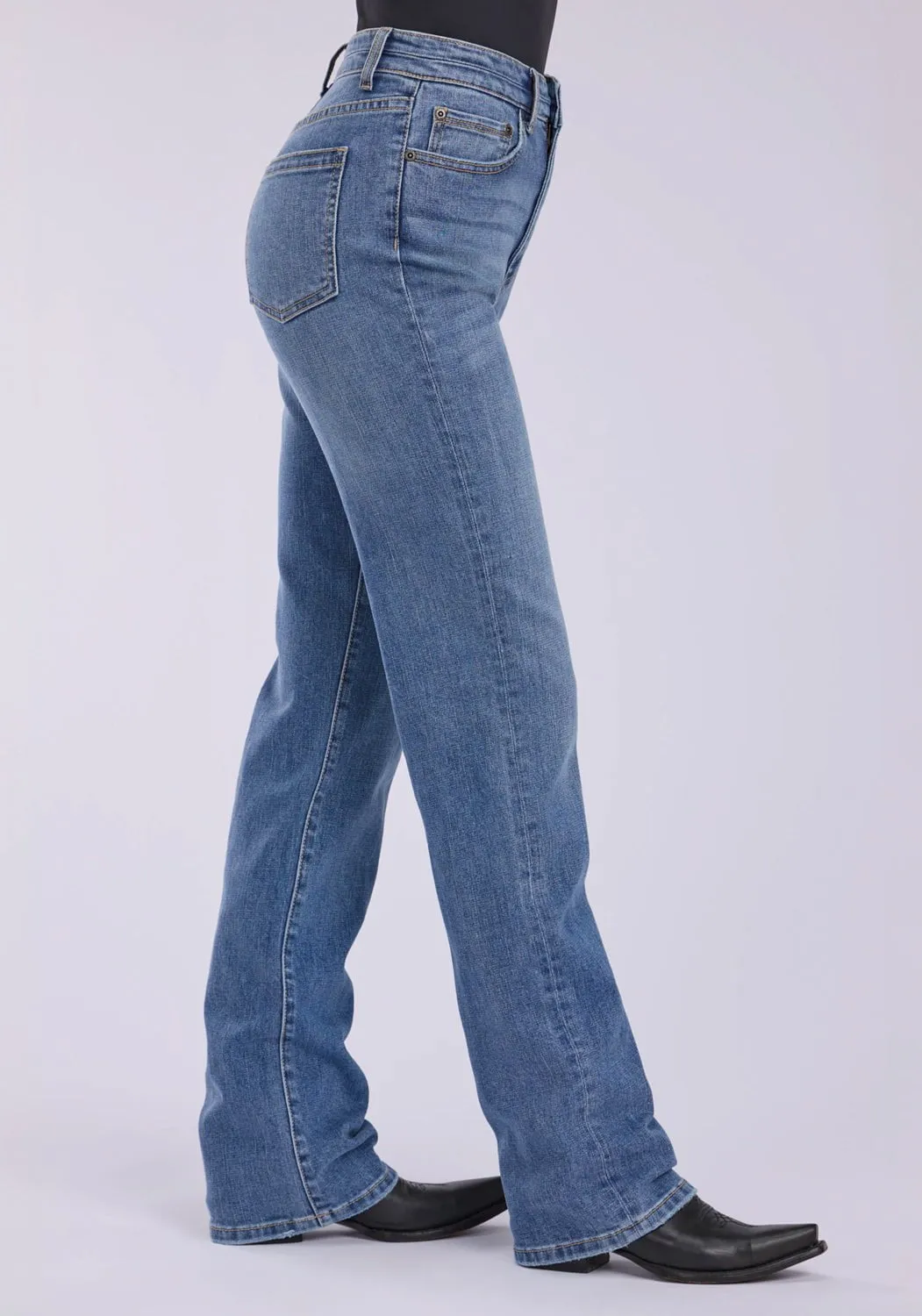 Stetson Womens 915 High Rise Plain Back Blue Cotton Blend Jeans Couple Look Office Wear
