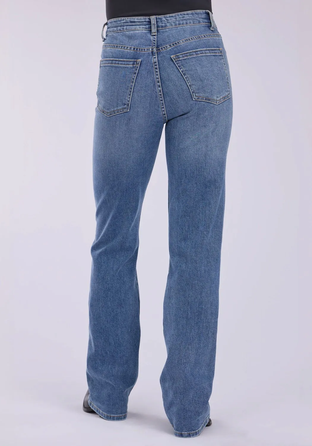 Relaxed Style Stetson Womens 915 High Rise Plain Back Blue Cotton Blend Jeans