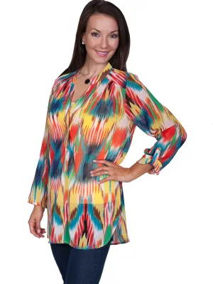 Streamlined Design Scully Womens Multi-Color Polyester Henley L/S Blouse Soft Core Scully Womens Multi-Color Polyester Henley L/S Blouse