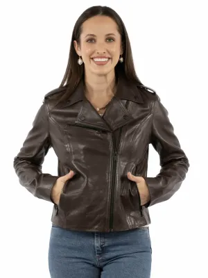 Streamlined Design Scully Womens Wide Notched Collar Brown Lamb Leather Leather Jacket Weekend Warrior Smooth Slim Design Scully Womens Wide Notched Collar Brown Lamb Leather Leather Jacket