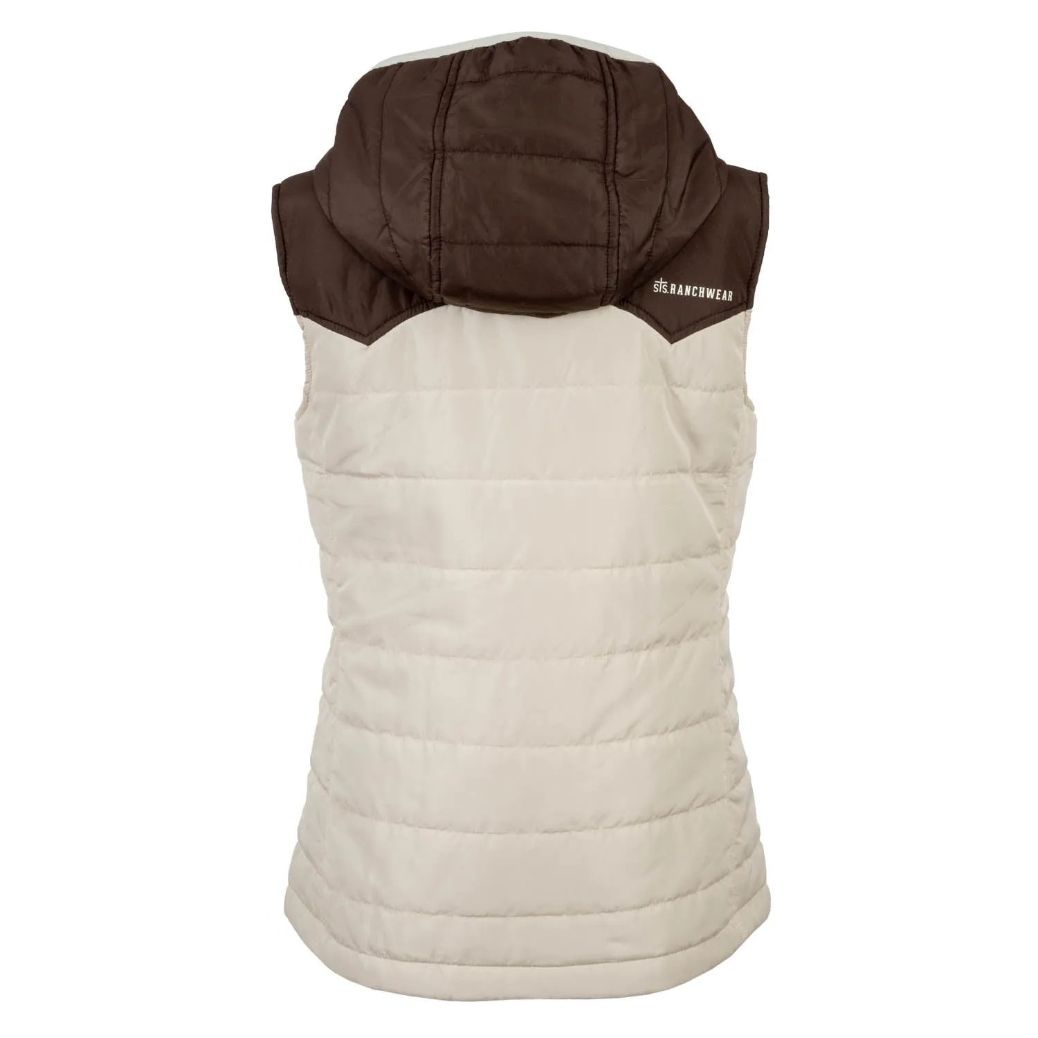 STS Ranchwear Womens Rowan Cream/Brown 100% Polyester Softshell Vest Casual Friday Classic