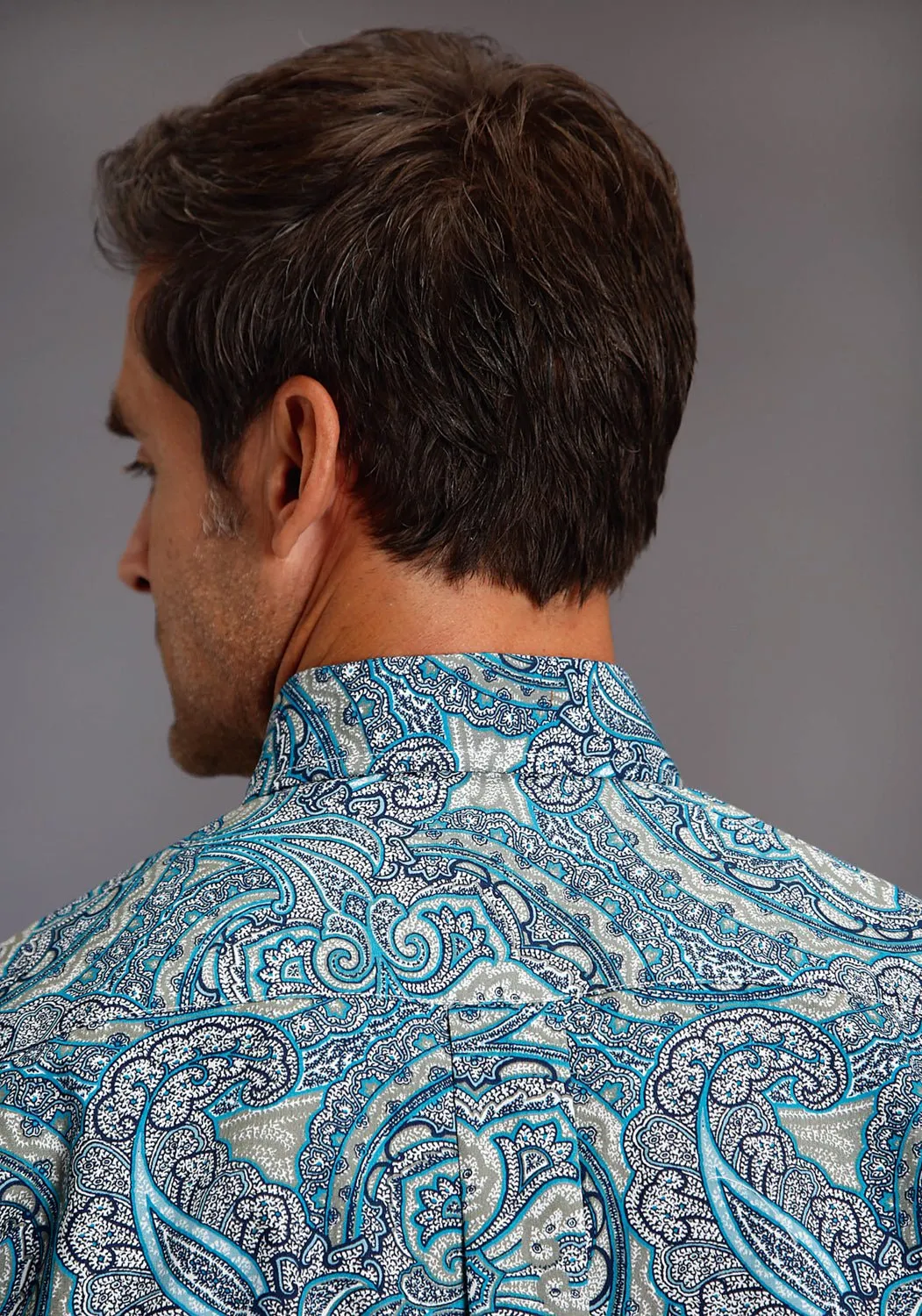Durable Button Closures Stetson Mens Blue 100% Cotton Deep Sea Paisley BD L/S 1 Pkt Shirt