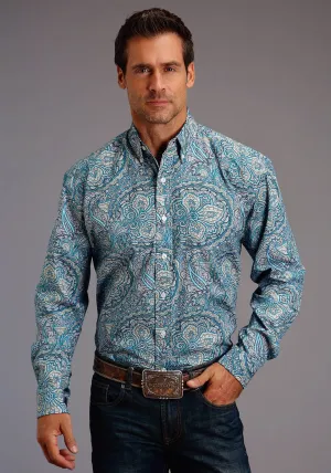 Street Chic Stetson Mens Blue 100% Cotton Deep Sea Paisley BD L/S 1 Pkt Shirt Oversized style Quality Material Stetson Mens Blue 100% Cotton Deep Sea Paisley BD L/S 1 Pkt Shirt