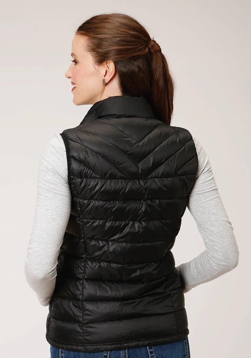 Roper Womens Parachute Down Fill Black 100% Nylon Softshell Vest Active Friendly Streetwear Fan Minimalist Style