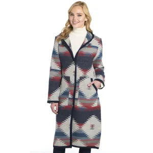 Street Ready Cripple Creek Womens Button Front Navajo Blanket Scenic Blue Polyester Duster Coat Cripple Creek Womens Button Front Navajo Blanket Scenic Blue Polyester Duster Coat Breathable fabric technology