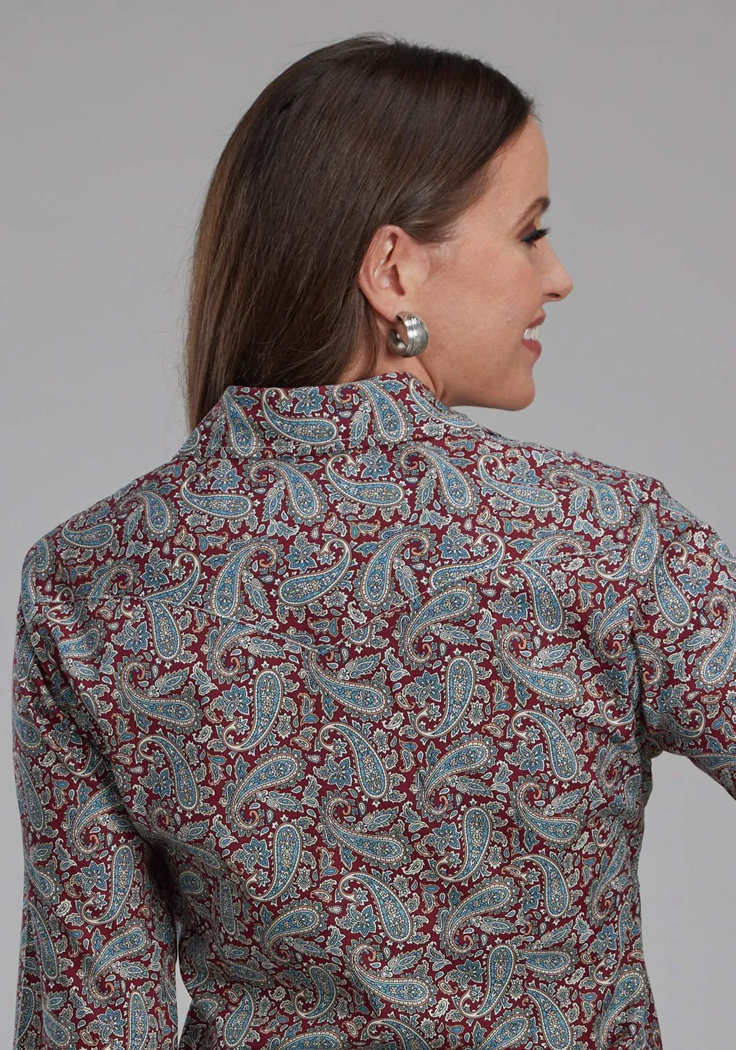 Easy Care Material Fashion Comfort Roper Womens 2154 Orchard Paisley Multi-Color 100% Cotton Btn L/S Shirt