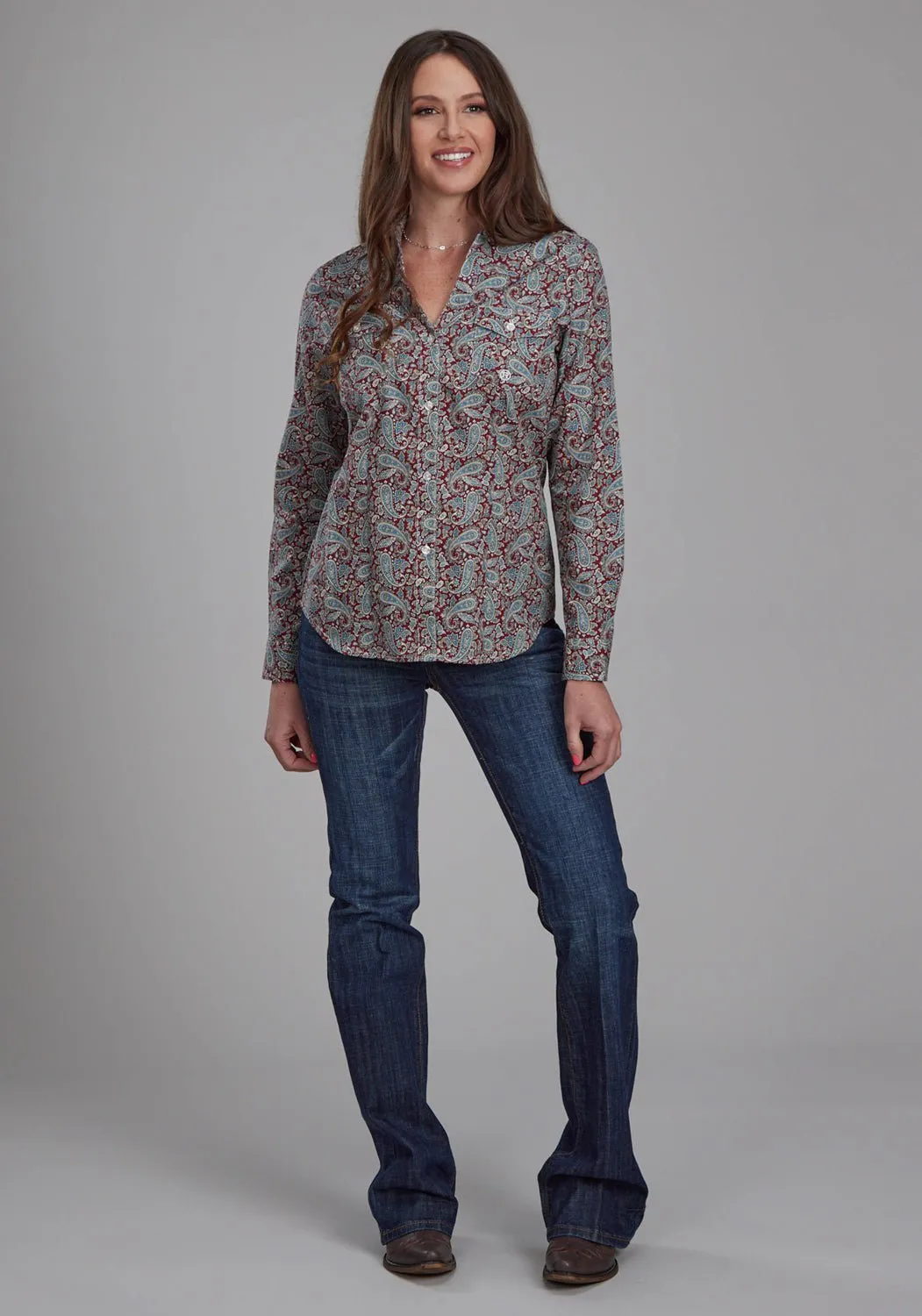 Roper Womens 2154 Orchard Paisley Multi-Color 100% Cotton Btn L/S Shirt Contemporary Style