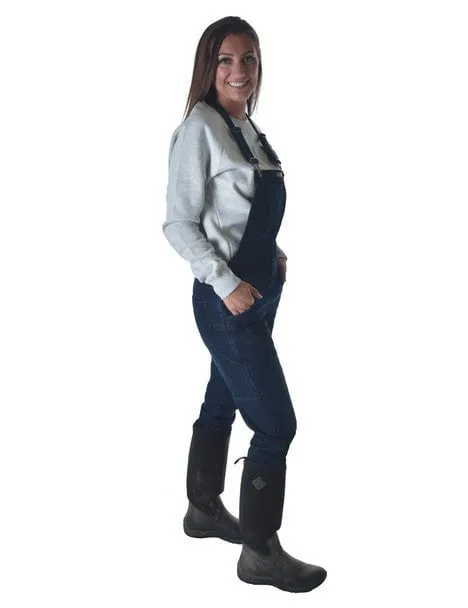Cowgirl Tuff Womens Winter Tuck In Dark Wash Cotton Blend Bib Overall Go Everywhere