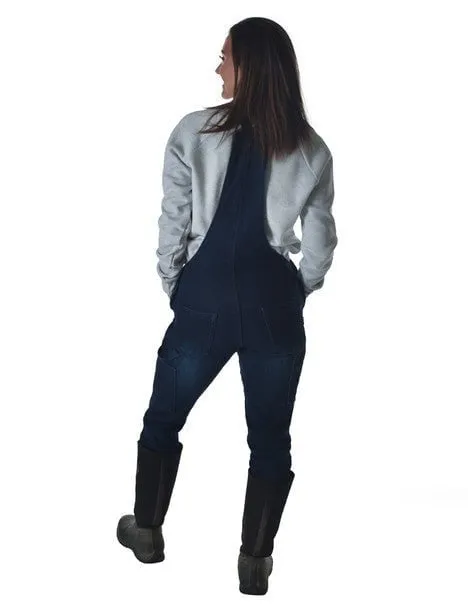 Tailored Comfort Crisp Look Cowgirl Tuff Womens Winter Tuck In Dark Wash Cotton Blend Bib Overall