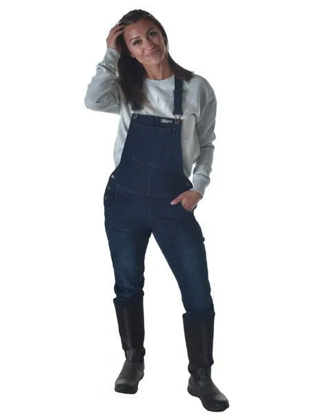 Cowgirl Tuff Womens Winter Tuck In Dark Wash Cotton Blend Bib Overall Teen Outfit Elegant Premium Professional Wear Unisex Wear