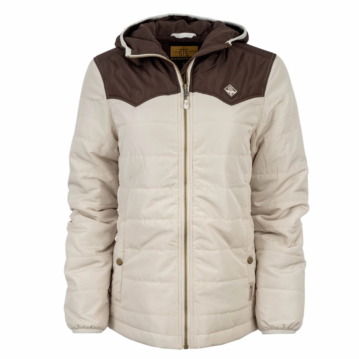 Parent Style Trend Setter STS Ranchwear Womens Rowan Cream/Brown 100% Polyester Softshell Jacket