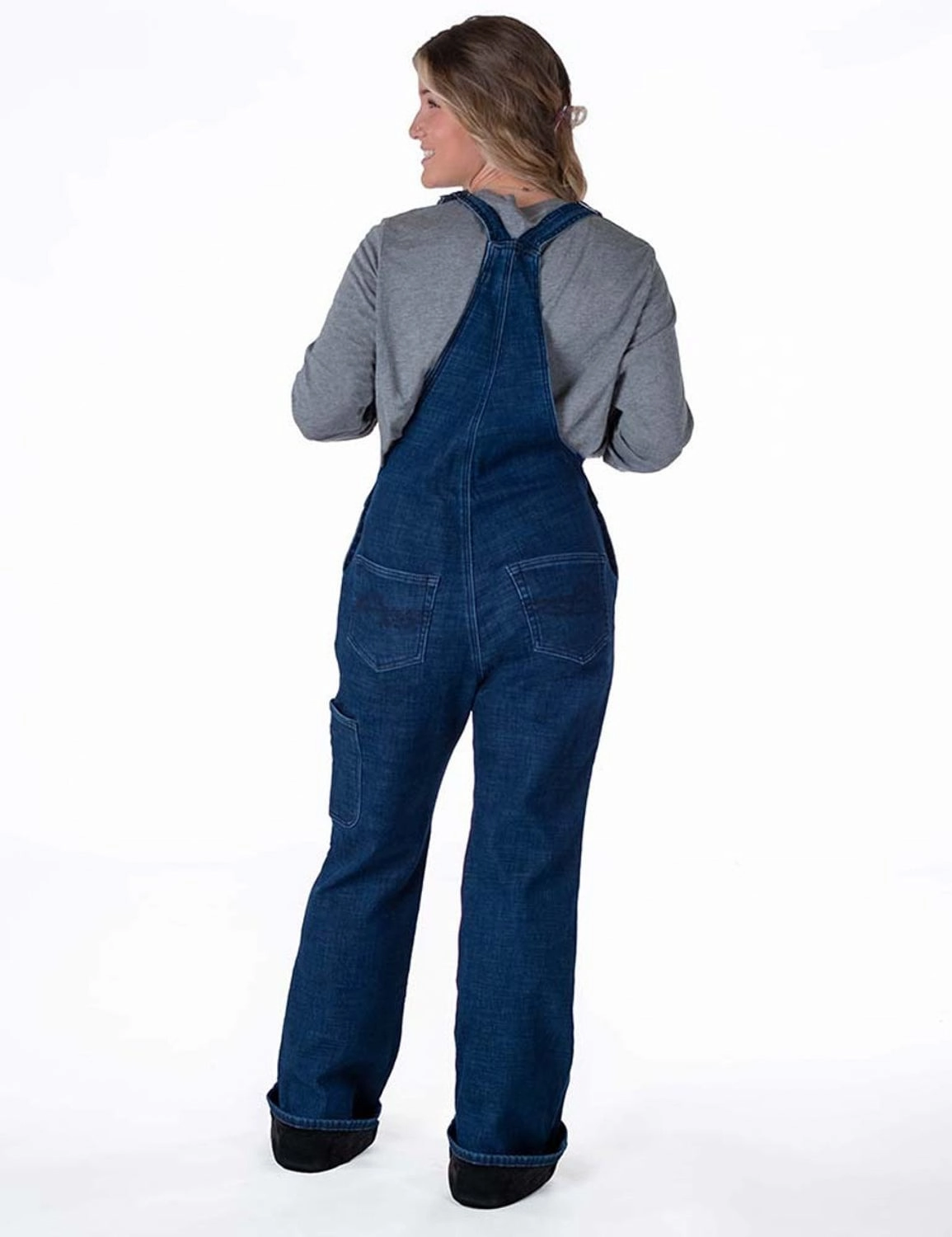 Cowgirl Tuff Womens Stretch Winter Dark Wash Cotton Blend Bib Overall Fit For Every Day