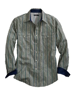 Stretchable Fabric Tin Haul Mens Grey 100% Cotton Vintage Wallpaper L/S Shirt Tin Haul Mens Grey 100% Cotton Vintage Wallpaper L/S Shirt Easy Wear