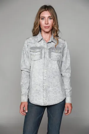 Striped style Kimes Ranch Womens KC Top Light Grey 100% Tencel L/S Western Shirt Premium Comfort Kimes Ranch Womens KC Top Light Grey 100% Tencel L/S Western Shirt