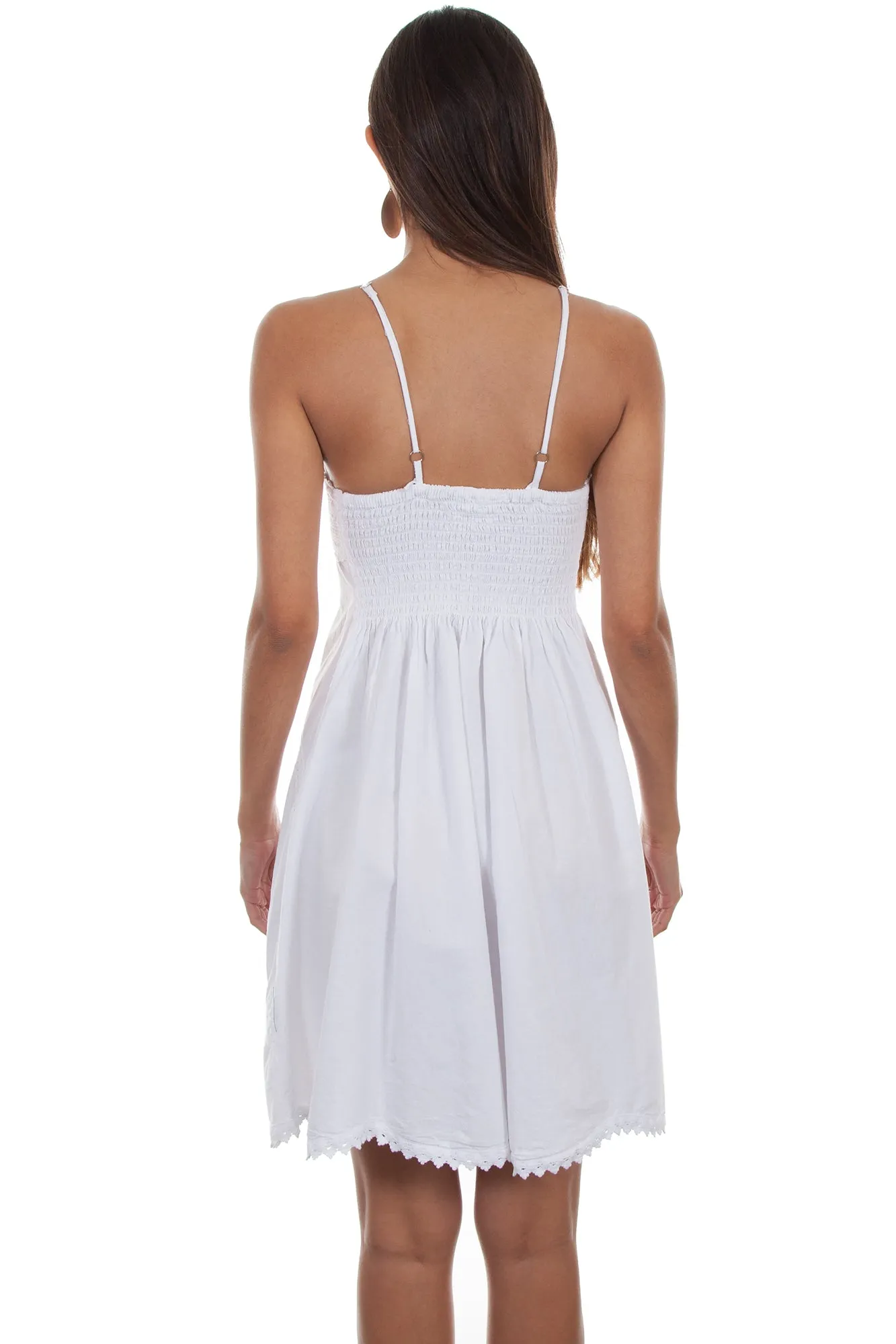 Scully Womens White 100% Cotton Summery S/L Dress Eco Friendly Date Night
