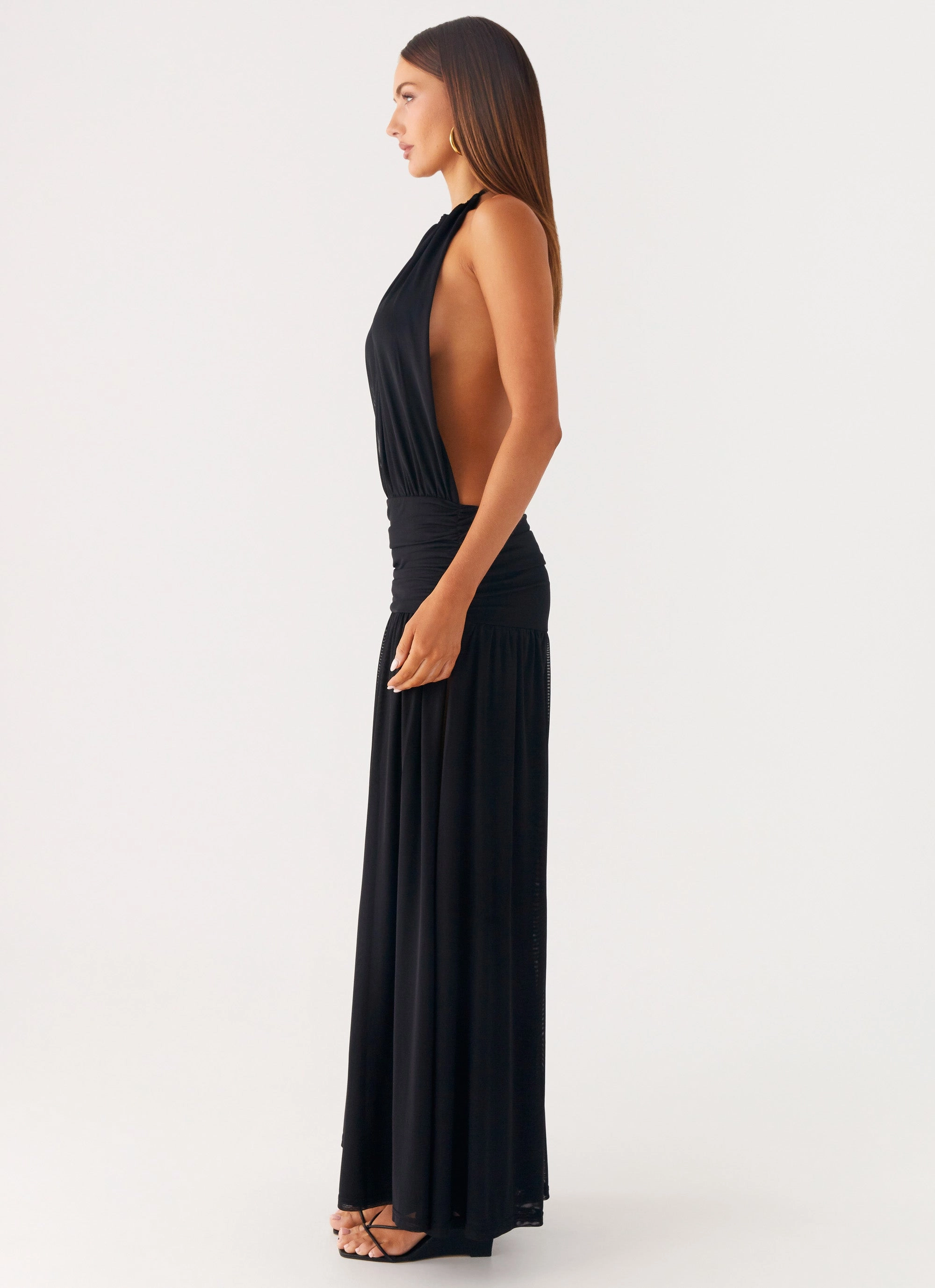 Solena Halter Neck Maxi Dress - Black Modern Soft Perfectly Tailored