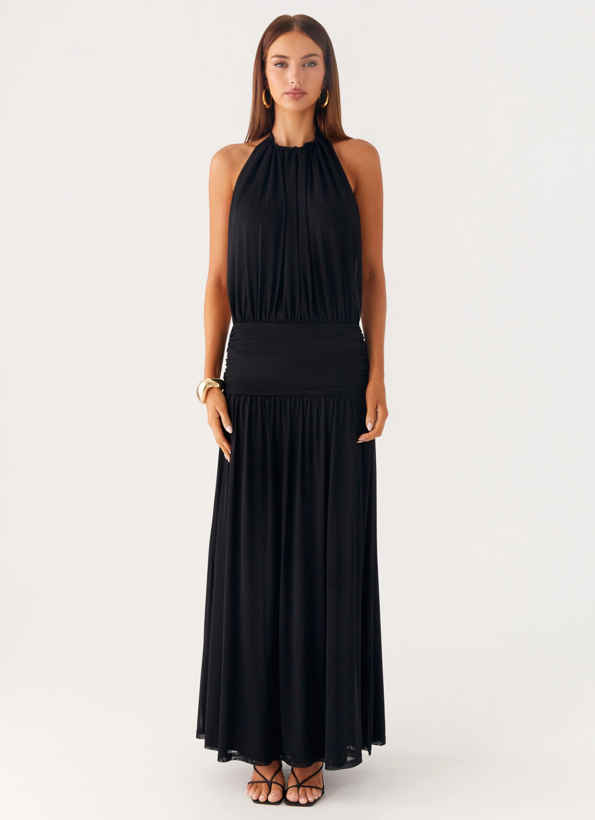 Solena Halter Neck Maxi Dress - Black Relax Layers
