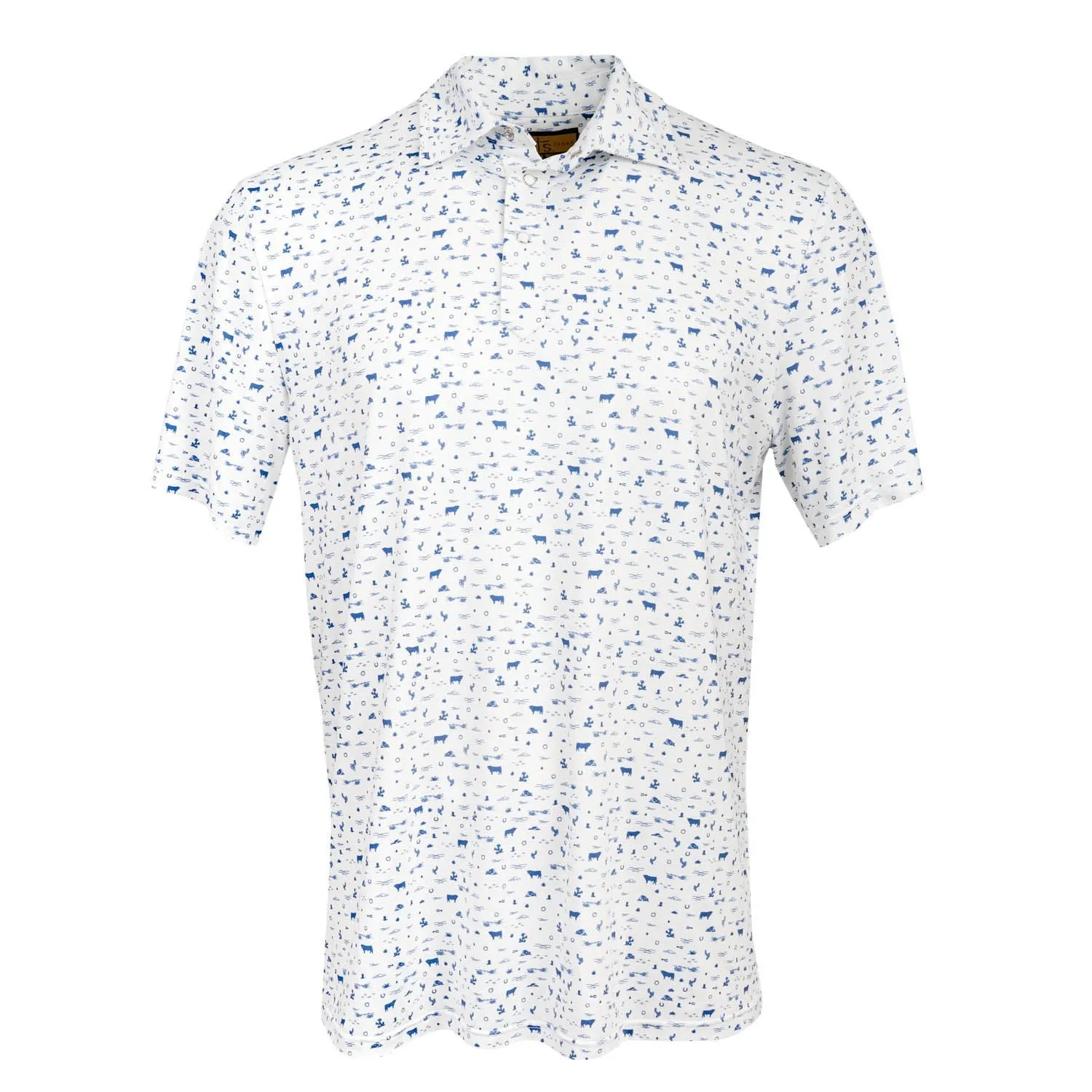 Breathable Style STS Ranchwear Mens Fairway Blaze White/Navy Poly/Spandex S/S Polo Shirt