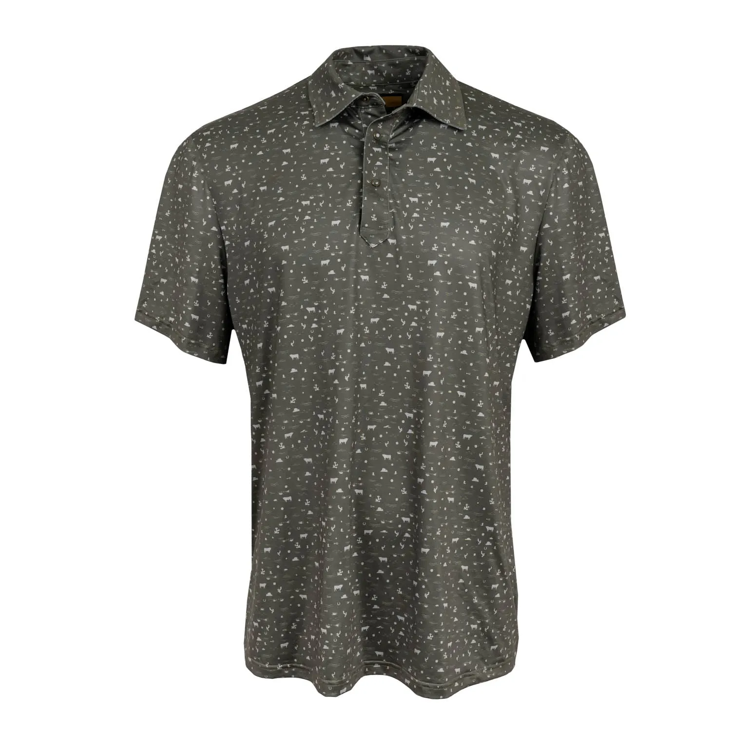 STS Ranchwear Mens Fairway Forest Green/Tan Poly/Spandex S/S Polo Shirt Contemporary Look