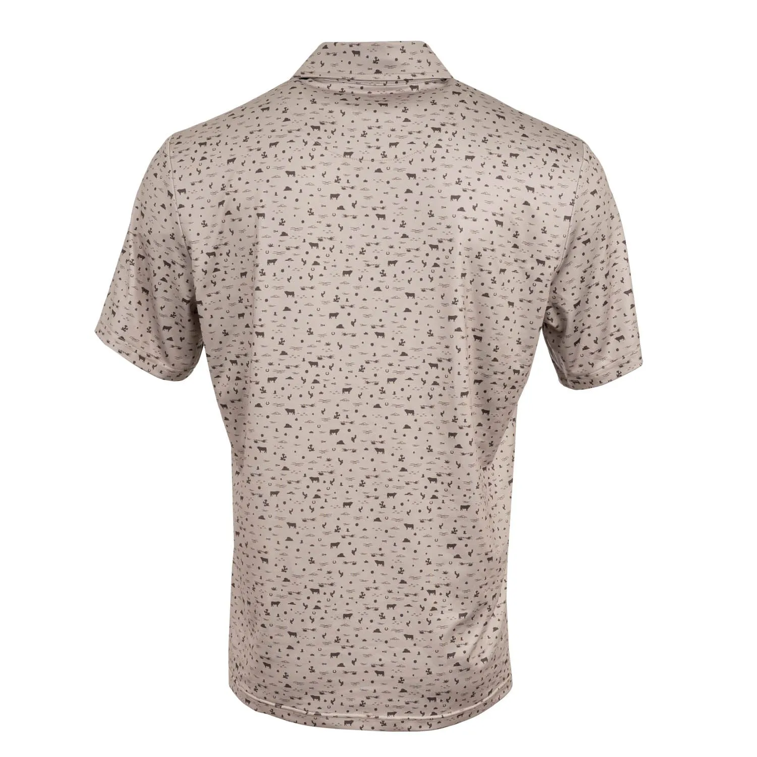 STS Ranchwear Mens Fairway Sand/Chocolate Poly/Spandex S/S Polo Shirt All Purpose Weave Design Winter Retreat