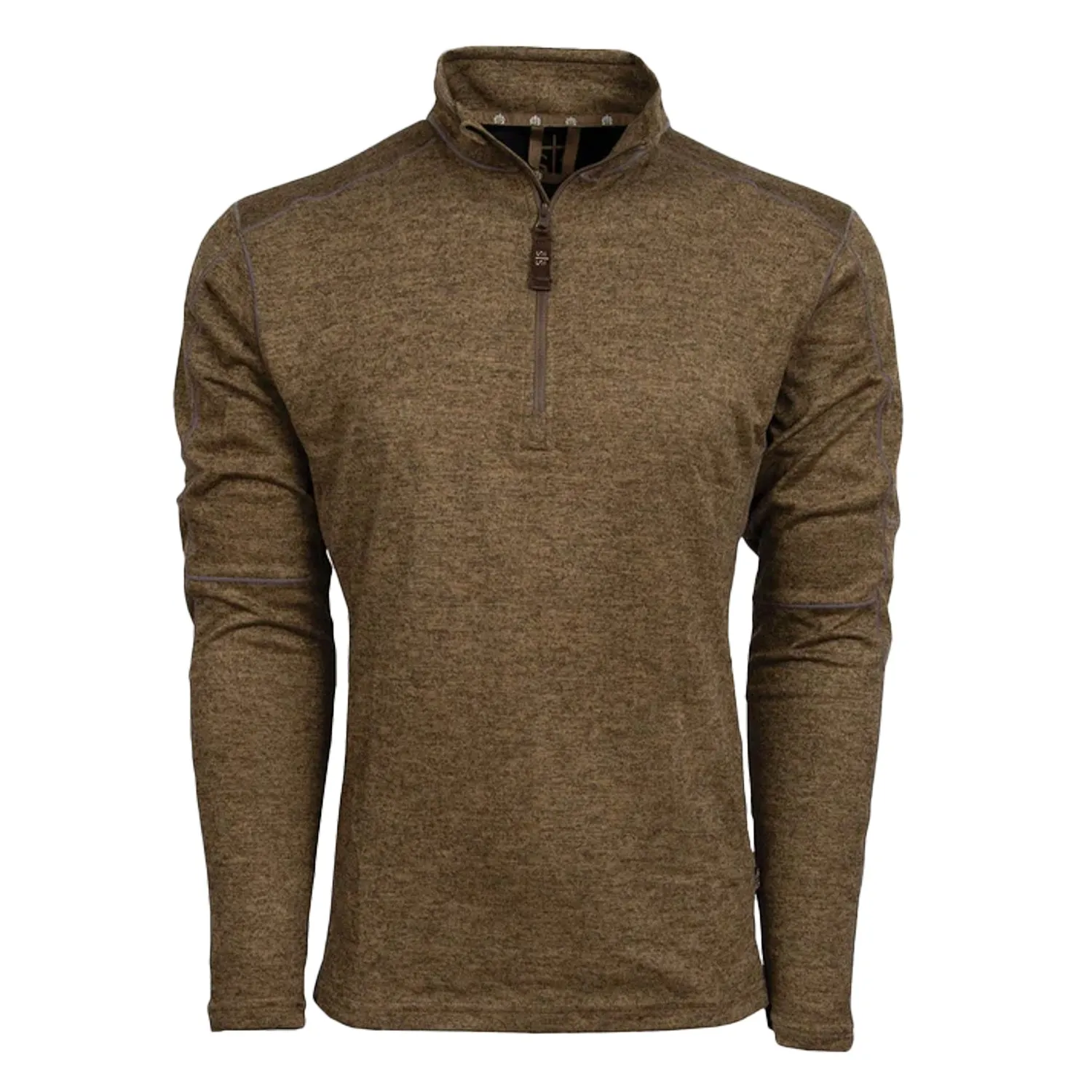 STS Ranchwear Mens Quarter Zip Chocolate Polyester Pullover Sweater Roll-Up Sleeve Short Sleeve