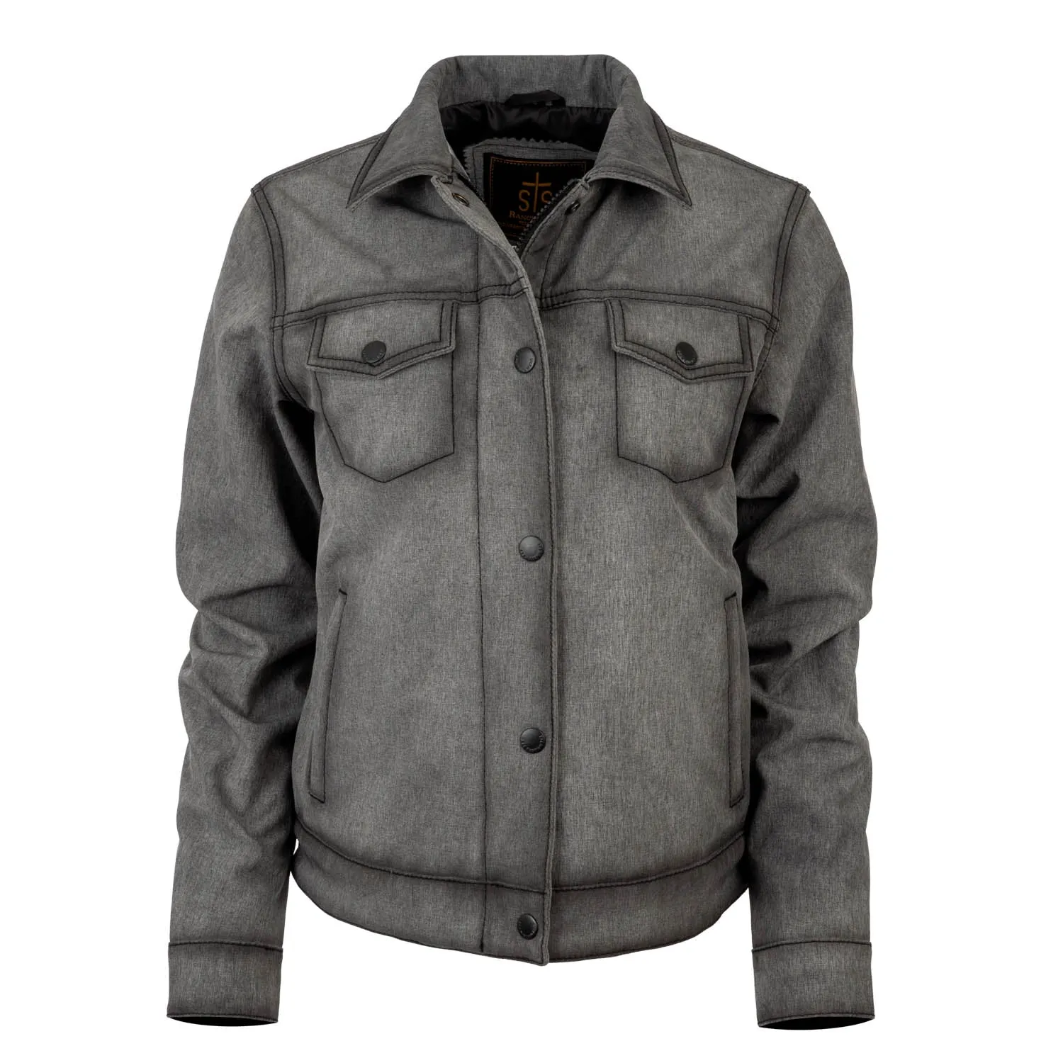 Selvedge Denim Autumn Days Family Style Eco Friendly STS Ranchwear Womens Brumby Enzyme Gray 100% Cotton Softshell Jacket