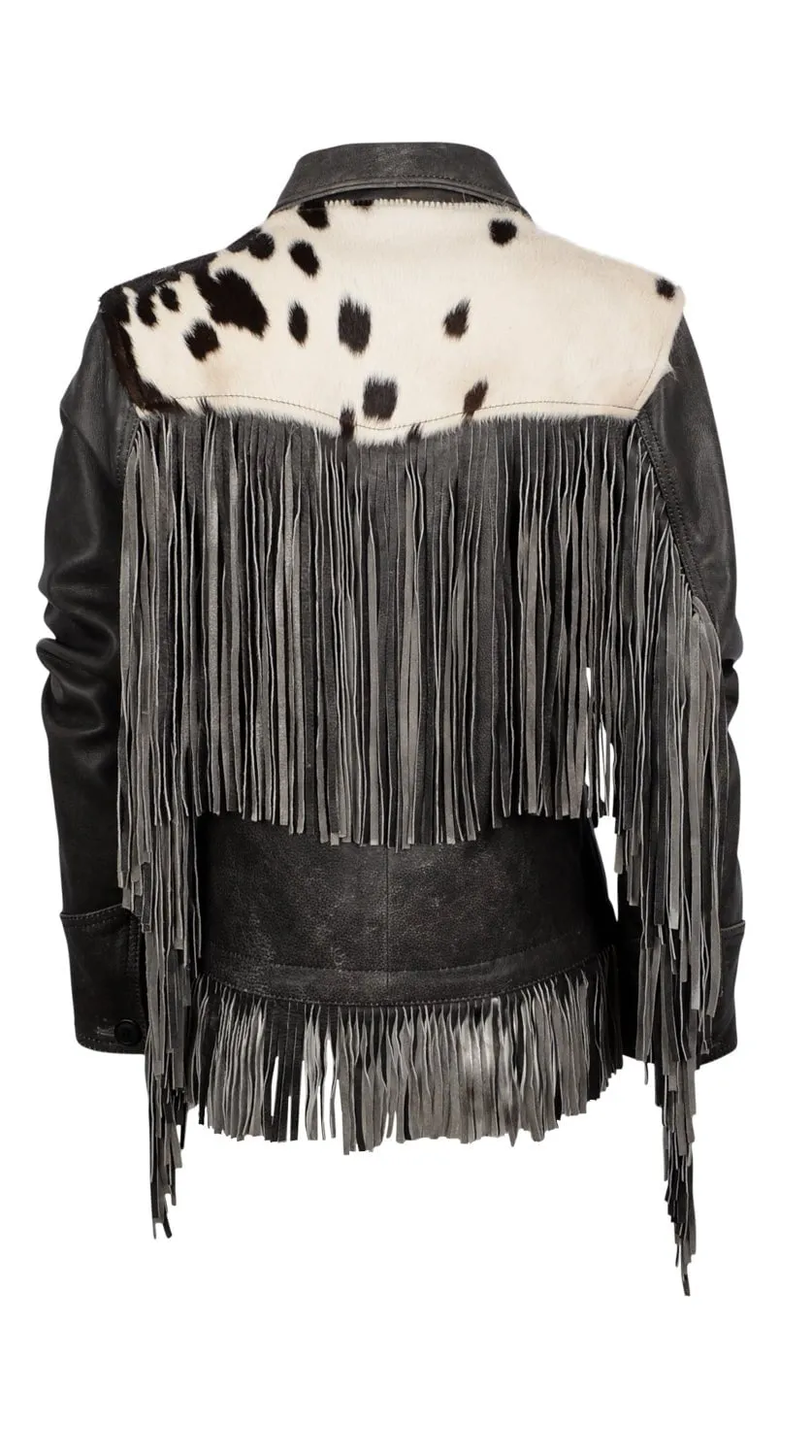 Zero Waste Pattern Design Soft Aesthetic STS Ranchwear Womens Frontier Blackstone/Cowhide Leather Leather Jacket